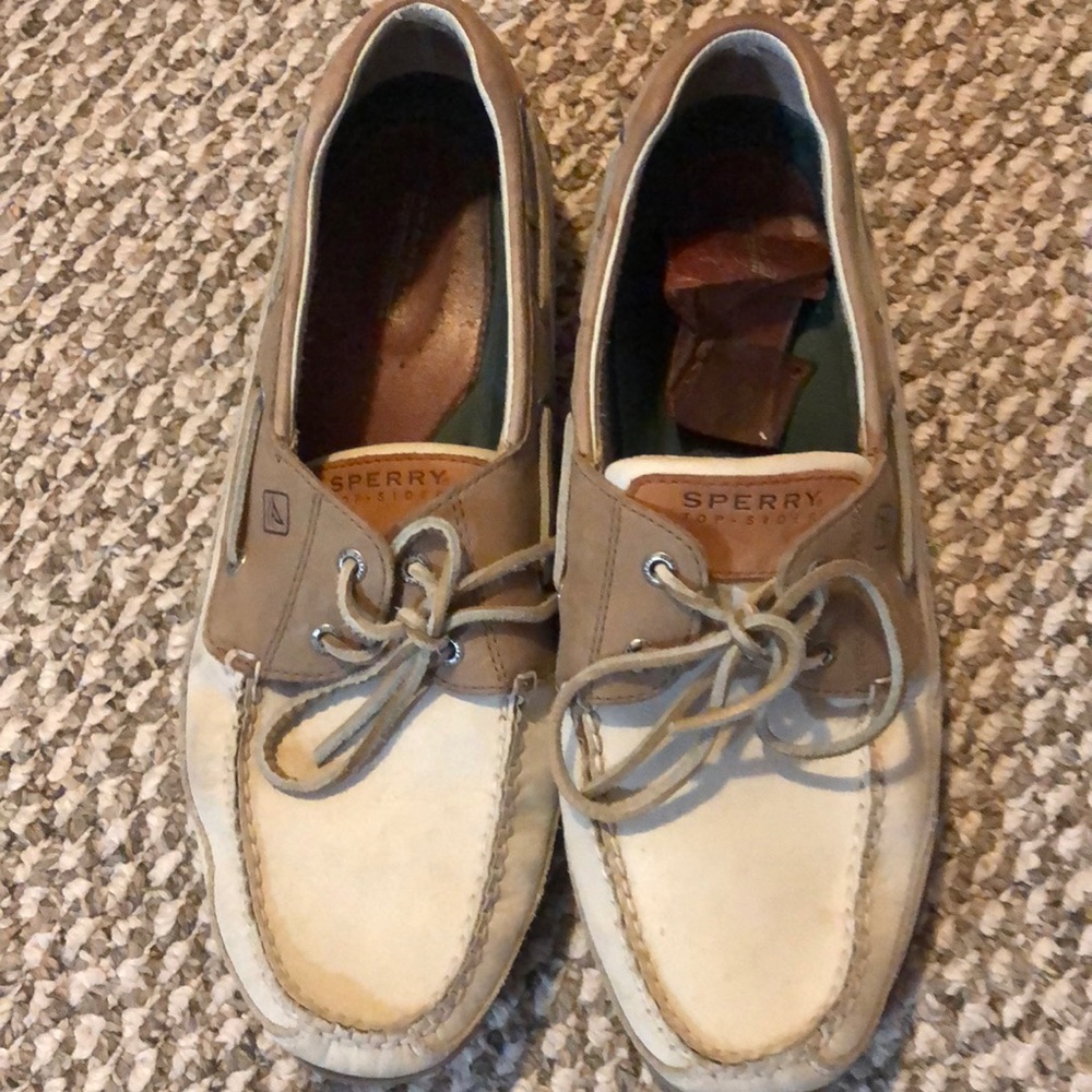 Sperry off white and tan leather Top Siders